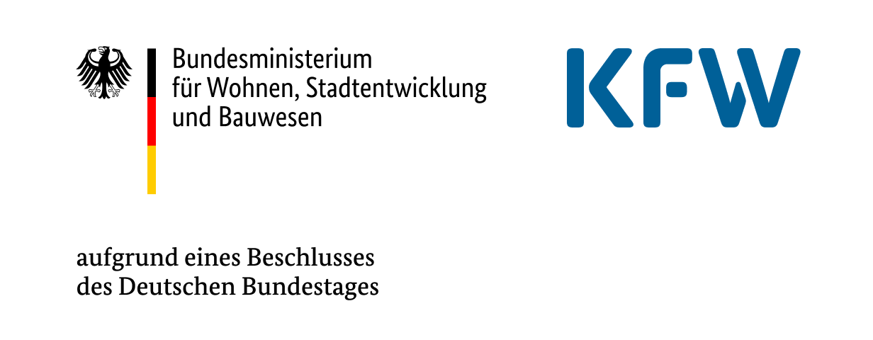 Bundesministeriums für Wohnen, Stadtentwicklung und Bauwesen (BMWSB) Logo und Kreditanstalt für Wiederaufbau (KFW) Logo